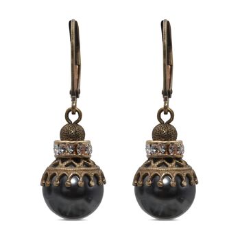 Boucles d'oreilles Penelope avec cristal de qualité supérieure de la collection Soul en perle noire
