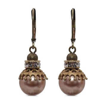 Boucles d'oreilles Pendantes Perle Pénélope avec Cristal Premium de Soul Collection en or rose