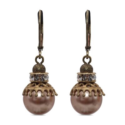 Pendientes colgantes de perlas Penélope con cristal Premium de Soul Collection en oro rosa