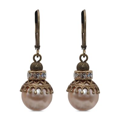 Pearl Drop Earrings Penelope with Premium Crystal from Soul Collection in Peach