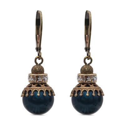 Pearl Earrings Penelope with Premium Crystal from Soul Collection in Teal