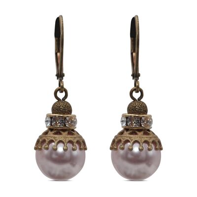 Penelope Pearl Drop Earrings with Premium Crystal from Soul Collection in Rosaline