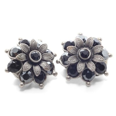 Ear Clip Blossom Flavia with Premium Crystal from Soul Collection in Jet