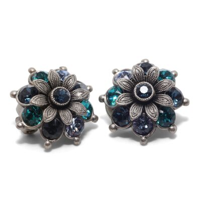 Flavia Blossom Ear Clip with Premium Crystal from Soul Collection in Blue Zircon Mix