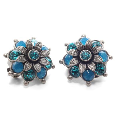 Earclip Flower Flavia with Premium Crystal from Soul Collection Caribbean Blue Opal - Blue Zircon