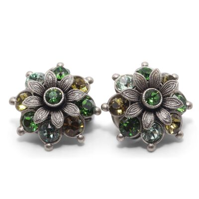 Ear clip flower Flavia with premium crystal from Soul Collection in green mix