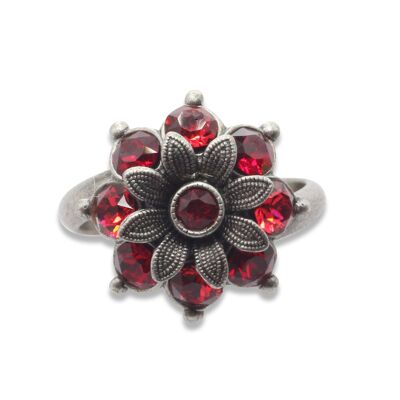 Ring Blossom Flavia with Premium Crystal from Soul Collection in Red Mix