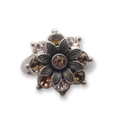 Anello Blossom Flavia con Cristallo Premium della Collezione Soul in misto marrone