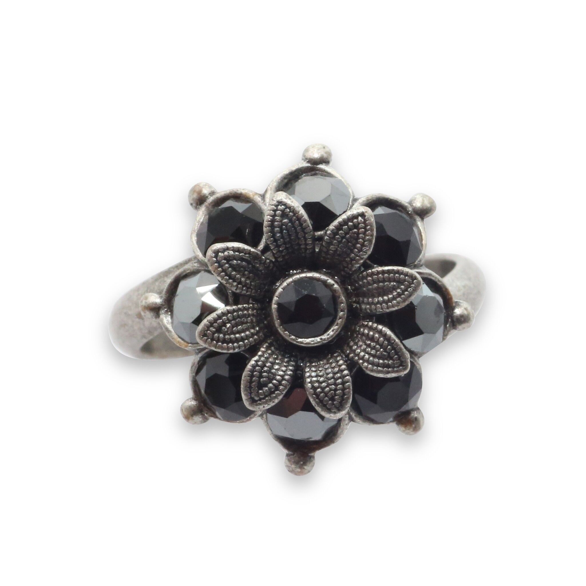 Ring Bloom Flavia with Premium Crystal from Soul Collection in Jet Mix