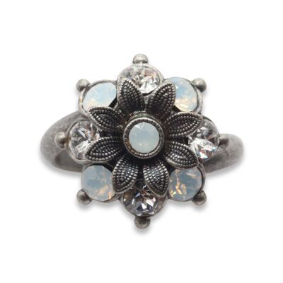 Ring Bloom Flavia with Premium Crystal from Soul Collection in White Opal