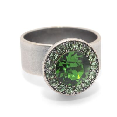 Ring Samira with Premium Crystal from Soul Collection in Peridot - Dark Moss Green