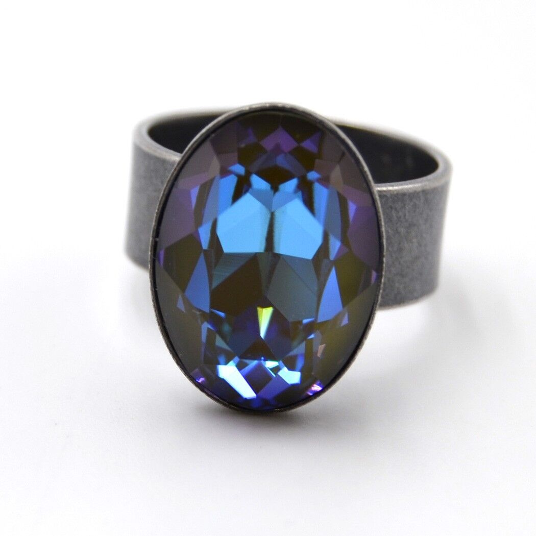 Anello Glamour con Cristallo Premium della Collezione Soul in Verde Militare Delite