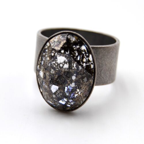 Ring Glamour mit Premium Crystal von Soul Collection in Black Patina