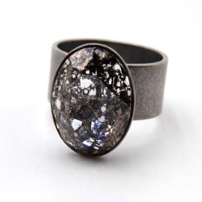 Anello Glamour con Cristallo Premium della Collezione Soul in Patina Nera