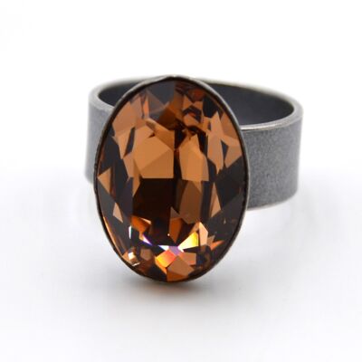 Ring Glamor with Premium Crystal from Soul Collection in Light Smoked Topaz