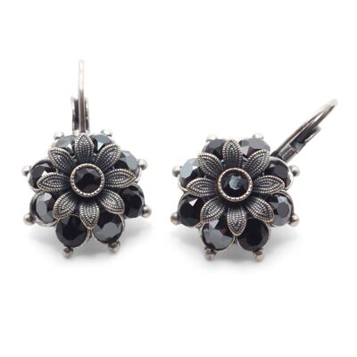 Flavia Flower Drop Earrings with Premium Crystal from Soul Collection in Jet Mix