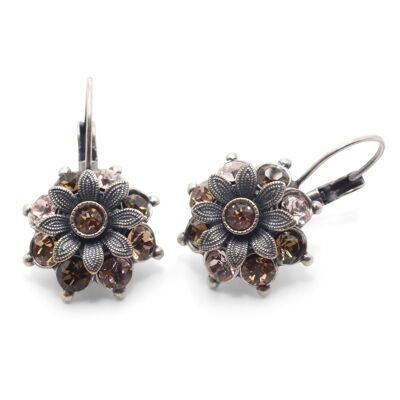 Boucles d'oreilles Blossom Flavia avec cristal premium de Soul Collection en mélange marron