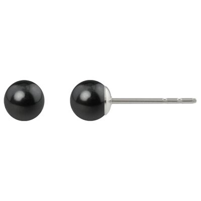 Pearl Stud Earrings Luna with Premium Crystal from Soul Collection in Black Pearl