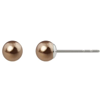 Pearl ear studs Luna with Premium Crystal from Soul Collection in bronze