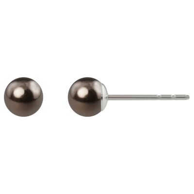 Pearl Stud Earrings Luna with Premium Crystal from Soul Collection in Brown