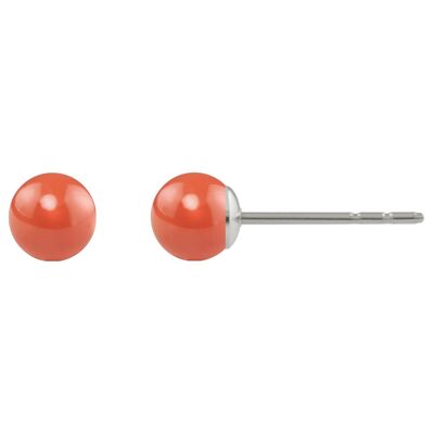 Luna Pearl Ear Studs with Premium Crystal from Soul Collection in Coral