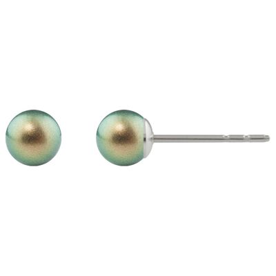 Pearl Stud Earrings Luna with Premium Crystal from Soul Collection in Iridescent Green