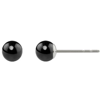 Pearl Stud Earrings Luna with Premium Crystal from Soul Collection in Mystic Black