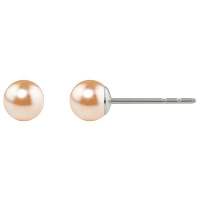 Pearl Stud Earrings Luna with Premium Crystal from Soul Collection in Peach
