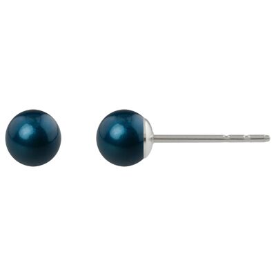 Pearl ear studs Luna with Premium Crystal from Soul Collection in petrol