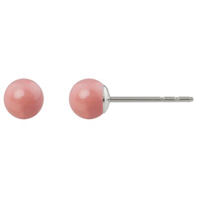 Luna Pearl Ear Studs with Premium Crystal from Soul Collection in Pink Coral