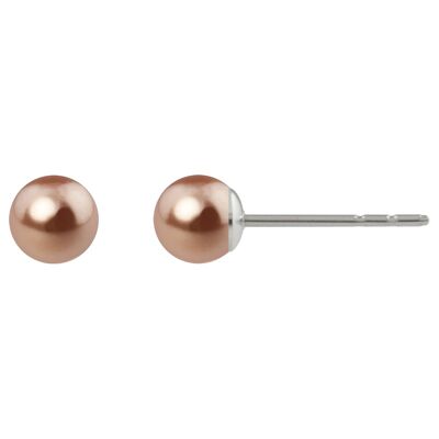 Luna Pearl Ear Studs with Premium Crystal from Soul Collection in Rose Gold