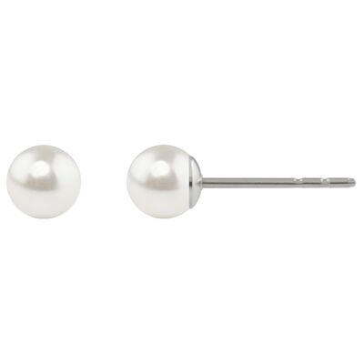 Luna Pearl Ear Studs with Premium Crystal from Soul Collection in White