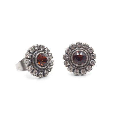 Cecilia ear studs with Premium Crystal from Soul Collection in Smoked Topaz