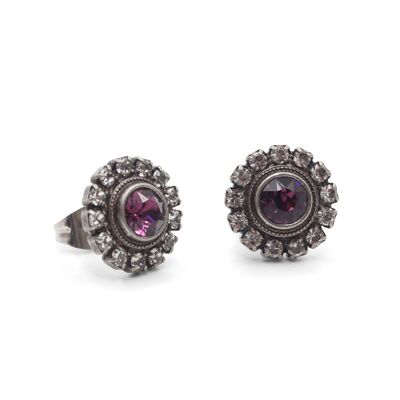 Cecilia ear studs with premium crystal from Soul Collection in amethyst