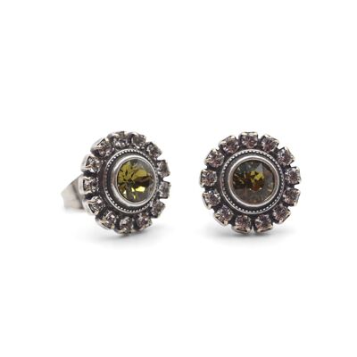 Cecilia ear studs with Premium Crystal from Soul Collection in khaki