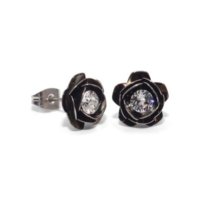 Rose Stud Earrings with Premium Crystal from Soul Collection in Crystal