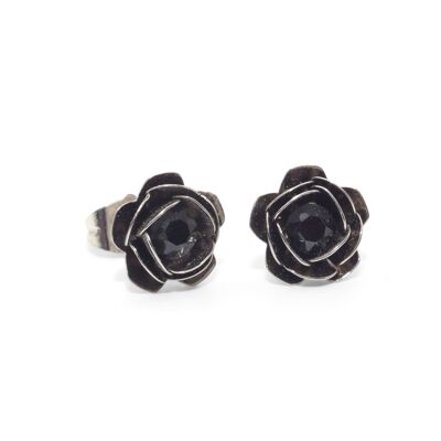 Boucles d'oreilles à tige rose avec cristal de qualité supérieure de la collection Soul en jais