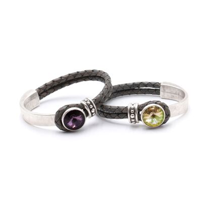 Bracelet en cuir Glamour avec Cristal Premium de Soul Collection en Vert Lumineux 6