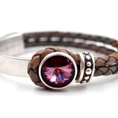 Bracelet en cuir Glamour avec cristal Premium de la collection Soul en rose antique 7