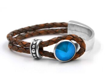 Bracelet en Cuir Glamour avec Cristal Premium de Soul Collection en Bleu Azur 8