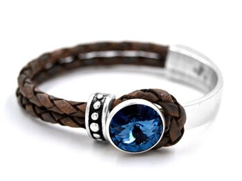 Bracelet en cuir Glamour avec Premium Crystal de Soul Collection en Denim Blue 11