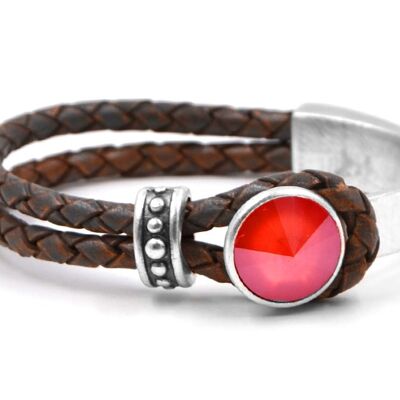 Bracelet en cuir Glamour avec Premium Crystal de Soul Collection en Light Coral 14