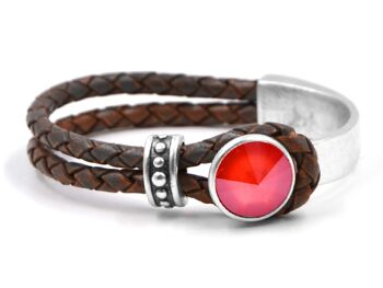 Bracelet en cuir Glamour avec Premium Crystal de Soul Collection en Light Coral 14