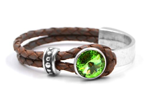 Lederarmband Glamour mit Premium Crystal von Soul Collection in Peridot 18