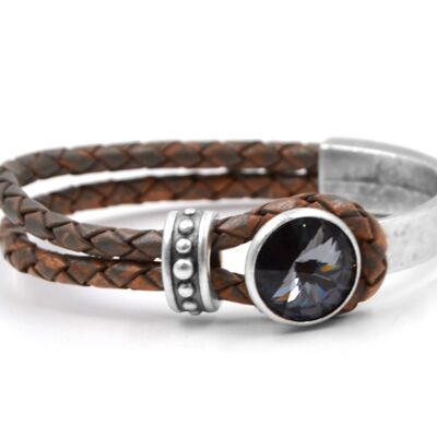 Bracelet en cuir Glamour avec Premium Crystal de Soul Collection en Silver Night 22