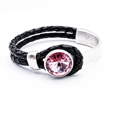 Lederarmband Black Glamour mit Premium Crystal von Soul Collection in Light Rose 35