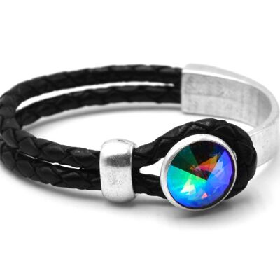 Bracelet en cuir Black Glamour avec Premium Crystal de Soul Collection in Paradise