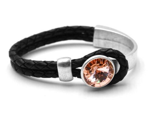 Lederarmband Black Glamour mit Premium Crystal von Soul Collection in Silk 40