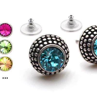 Lea Ear Studs with Premium Crystal from Soul Collection in Iridescent Green 72