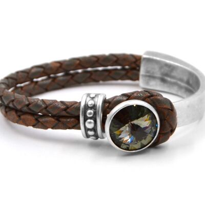 Leather Bracelet Glamour with Premium Crystal from Soul Collection in Black Diamond